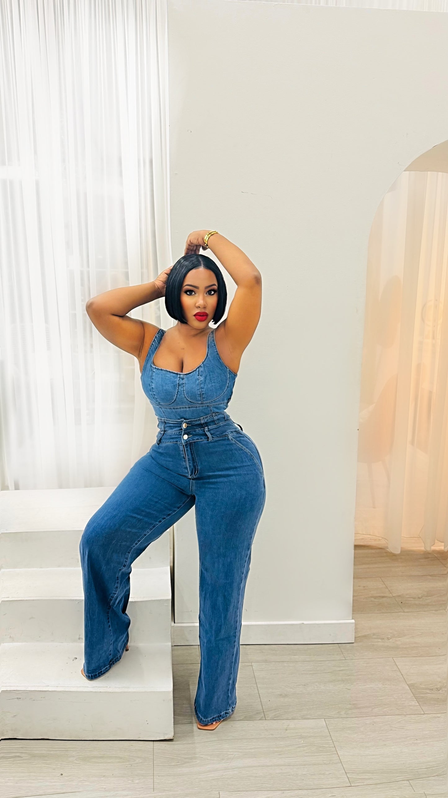 Far Along Denim Bodysuit