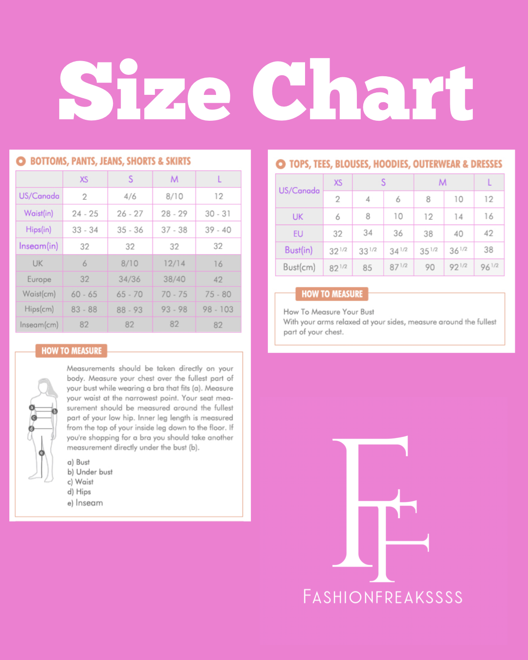 Sizing Chart – FashionFreakssss